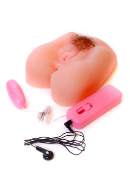 Masturbator Funpussy, realistyczna, owłosiona wagina i anus, z wibracjami.