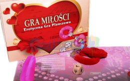 Erotyczna gra planszowa "Gra miłości", dla par i zabaw w większym gronie, zawiera akcesoria erotyczne.
