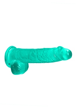 Dildo na przyssawce, 6.0, krystalicznie fiołkowe/szmaragdowe/bezbarwne/różowe, z jądrami, TPE