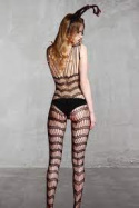 Bodystocking (catsuit),otwarty w kroku kombinezon erotyczny z elastycznej siatki, Rimes