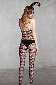 Bodystocking (catsuit),otwarty w kroku kombinezon erotyczny z elastycznej siatki, Rimes