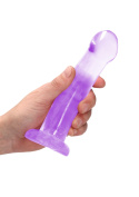 Dildo na przyssawce, 7.0, nierealistyczne, krystalicznie fiołkowe, TPE