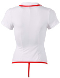 Kostium erotyczny: seksowna pielęgniarka: koszulka z podwiązkami, pończochy samonośne i stringi, Cottelli