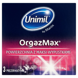 Unimil OrgazmMax lateksowe prezerwatywy z wypustkami, 3 szt.