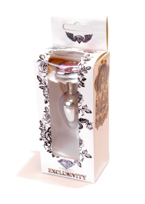 Korek analny zatyczka analna), metalowy, aluminium, z kryształowym sercem, rozmiar S