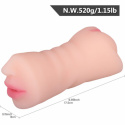 Masturbator do ręki, 520 g,wagina, anus, usta z ząbkami i językiem, cyberskóra
