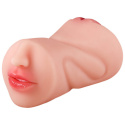 Masturbator ręczny, dwustronny, cyberskóra, 790 g, 3 otwory (wagina, anus, usta), bardzo realistyczny