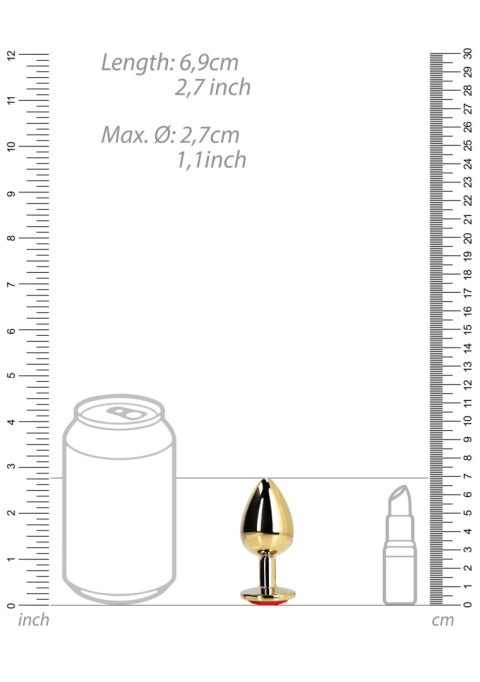 Metalowy, aluminiowy korek analny (zatyczka analna, butt plug), złote serce, rozmiar S