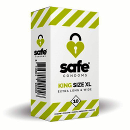 Prezerwatywy wysokiej jakości, Safe Condoms King Size XL, wygodne, duży rozmiar (60 mm), 10 szt.