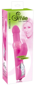 Wibrator Smile Pearly Rabbit, na baterie, silikon, wibracje, rotacje, masaż kulkami
