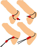Pierścień erekcyjny typu "lasso", na penisa i jądra, z regulowanym obwodem, silikon