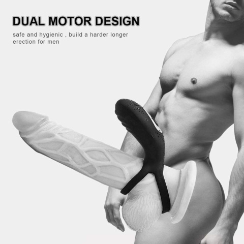 Podwójny pierścień z elementem wibrującym, dla par, do uzytku podczas stosunku, Victor, pilot zdalnie sterujacy, USB, silikon