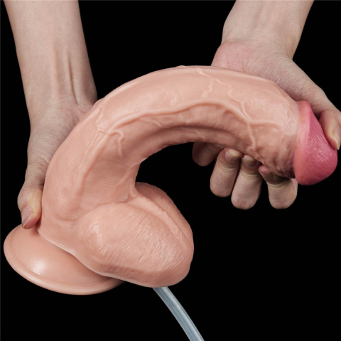 Dildo na przyssawce, z wytryskiem, 10", PVC