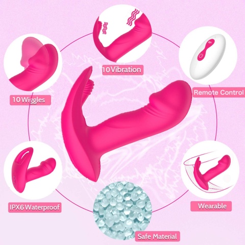 Masażer damski Finger Wiggle, do noszenia, stymulacja pochwy i łechtaczki, silikon, USB, pilot bezprzewodowy