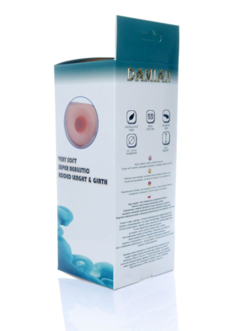 Strap-on Damian, zakładany przez mężczyznę, pusty w środku, proteza penisa, materiał TPR