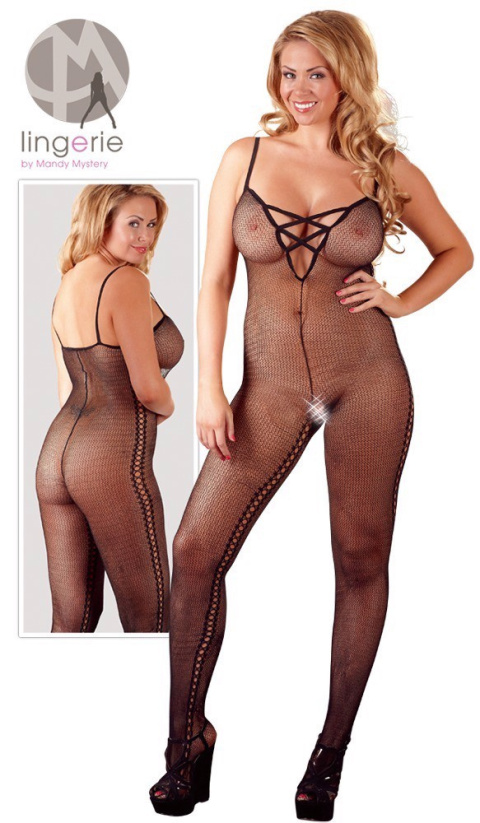 Bodystocking NO:XQSE z gęstej siatki, rozmiar plus size, poliamid