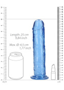 Dildo na przyssawce, 9.0, krystalicznie błękitne, bez jąder, TPE