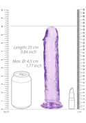 Dildo na przyssawce, 9.0, krystalicznie fiołkowe, bez jąder, TPE