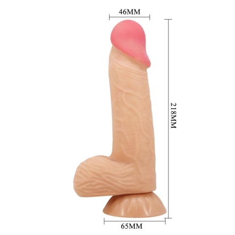 Dildo na przyssawce, Sliding Skin 8.1, TPR, bez wibracji, z kręgosłupem i przesuwną skórą, Baile