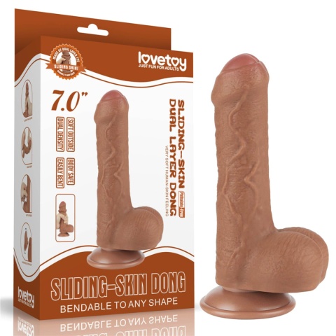 Dildo na przyssawce, bez wibracji, niezsunięty napletek, ruchoma skóra, TPE, Lovetoy
