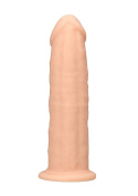 Dildo na przyssawce, silikon termoaktywny, czarny lub cielisty, Realrock 6", bez wibracji