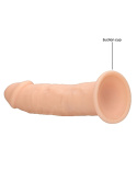 Dildo na przyssawce, silikon termoaktywny, czarny lub cielisty, Realrock 6", bez wibracji
