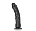 Dildo na przyssawce, wielkie, RealRock 10", zakrzywione, bez wibracji, PVC, bez jąder