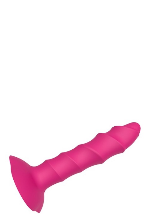Dildo z silikonu, na przyssawce, żebrowane, bez wibracji, idealne do strap-ona, Twisted Plug, Dreamtoys