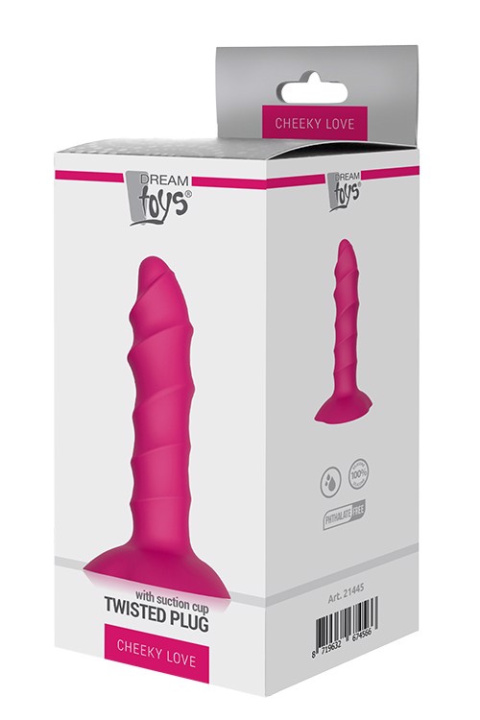 Dildo z silikonu, na przyssawce, żebrowane, bez wibracji, idealne do strap-ona, Twisted Plug, Dreamtoys