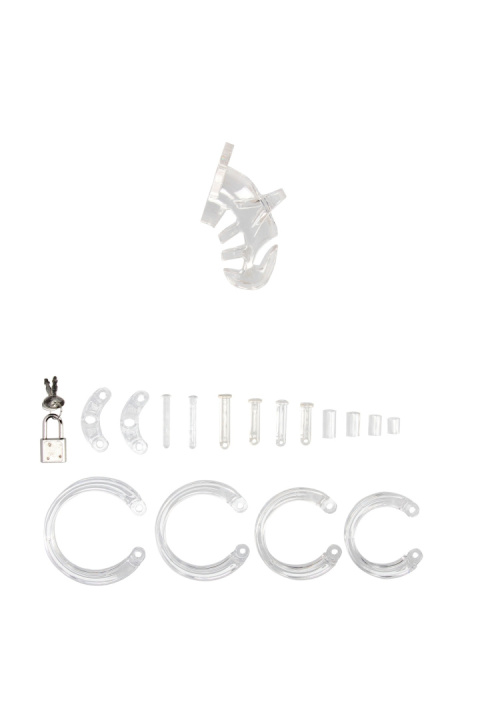 Klatka na penisa, Chastity Cage no 35, przezroczysta, poliwęglan, z kłódką