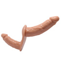 Strap-on podwójny, bez wibracji, TPR, Ultra Passionate 5,3, dildo wewnętrzne i zewnętrzne, zakładany przez kobietę