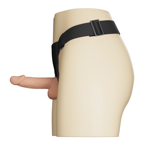 Strap-on z pełnym dildem i jądrami, wibracje, pilot na kablu, TPR, Ultra Passionate 7,6, Baile