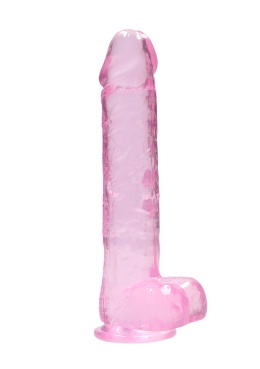 Dildo na przyssawce, bardzo duże, 10.0, krystalicznie przezroczyste lub fiołkowe lub różowe, TPE