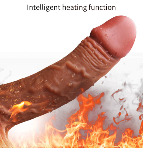 Dildo na przyssawce, teleskopowe, ruch posuwisto-rotacyjny, pilot bezprzewodowy, silikon płynny, podgrzewanie