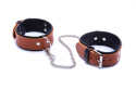 Kajdanki męskie, skóra naturalna, czarno-koniakowe, Whips