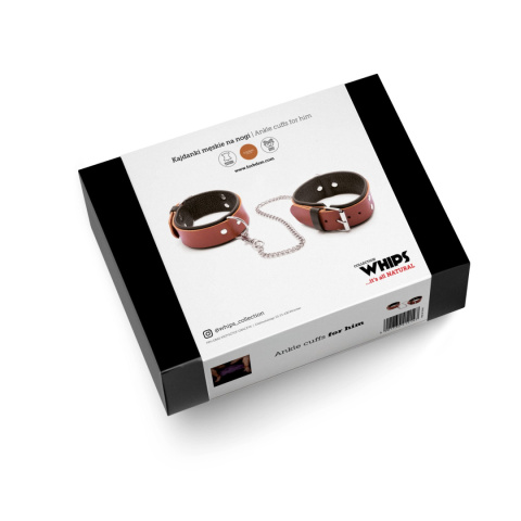 Kajdanki męskie, skóra naturalna, czarno-koniakowe, Whips