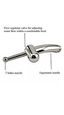 Końcówka do prysznica, Mizzzee, do lewatywy lub irygacji, regulowana siła przepływu wody, fi 1 cm, długość 15 cm.