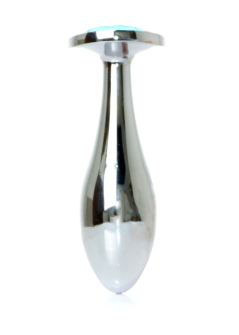 Metalowy, srebrny, bulwiasty długi korek analny rozmiar L (zatyczka analna, plug), aluminium.