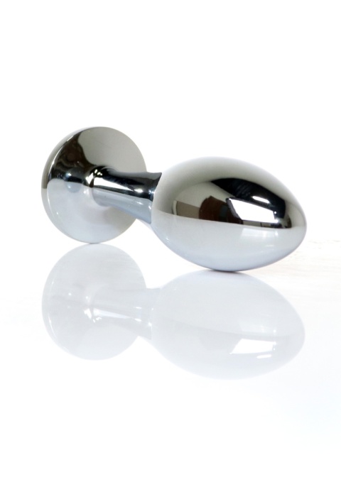 Metalowy, srebrny, bulwiasty długi korek analny rozmiar L (zatyczka analna, plug), aluminium.