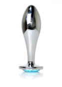 Metalowy, srebrny, bulwiasty długi korek analny rozmiar L (zatyczka analna, plug), aluminium.