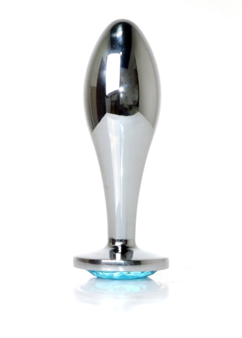 Metalowy, srebrny, bulwiasty długi korek analny rozmiar L (zatyczka analna, plug), aluminium.