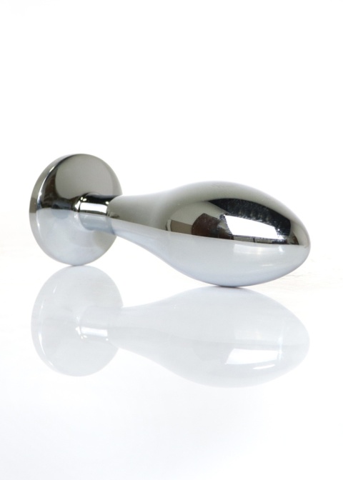 Metalowy, srebrny, bulwiasty długi korek analny rozmiar M (zatyczka analna, plug), aluminium.