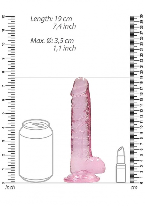 Dildo na przyssawce, 7.0 krystalicznie błękitne lub różowe, z jądrami, TPE