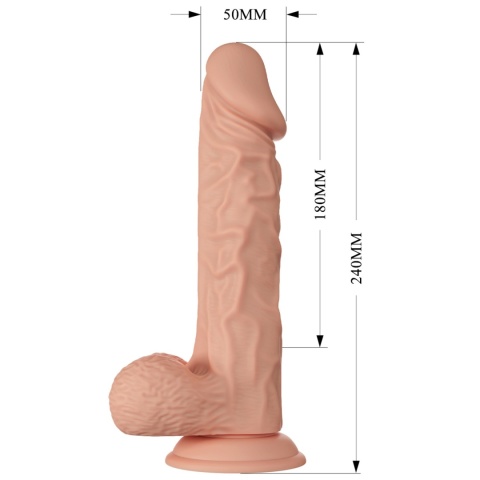 Dildo na przyssawce, Burag 9,4", bez wibracji, TPE, duże