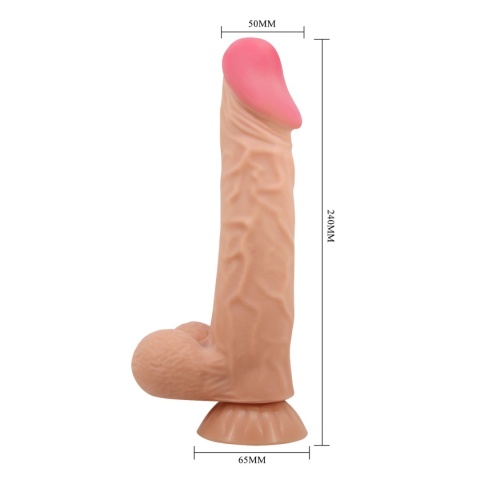 Dildo na przyssawce, Sadik 9,4", wibrujące, pilot na kablu, TPE, duże