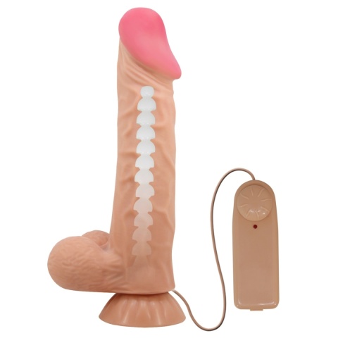 Dildo na przyssawce, Sadik 9,4", wibrujące, pilot na kablu, TPE, duże