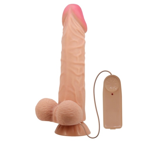 Dildo na przyssawce, Sadik 9,4", wibrujące, pilot na kablu, TPE, duże