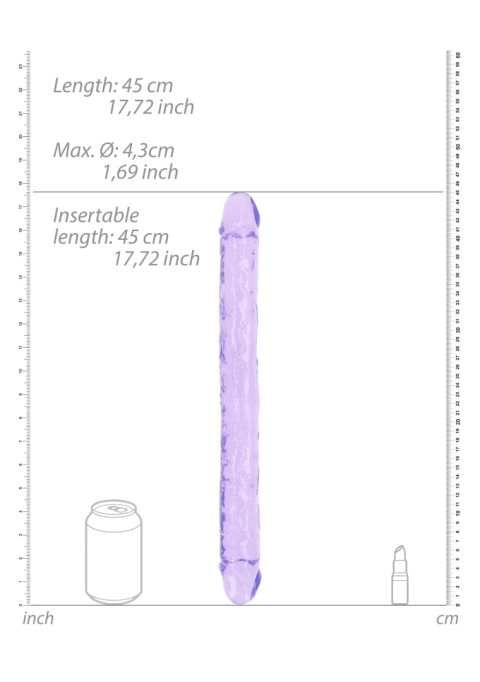 Krystaliczne, długie dildo dwustronne 18'', PVC, giętkie