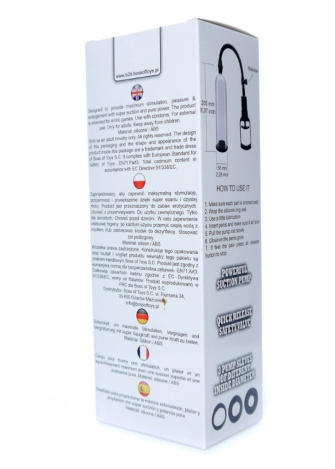 Mała pompka do penisa PowerPump Max 0,2 z uchwytem, ręczna