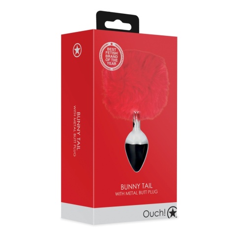 Metalowy korek analny (zatyczka analna, plug), ogon króliczka, rozmiar S